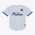 Kooe D.Pistons Mitchell & Ness White Head Coach Pinstripe Mesh Full-Button Baseball Jerseys