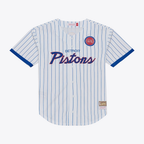 Kooe D.Pistons Mitchell & Ness White Head Coach Pinstripe Mesh Full-Button Baseball Jerseys