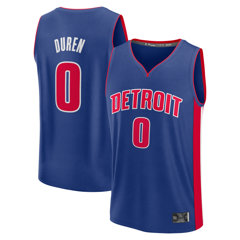Kooe D.Pistons #0 Jalen Duren  Blue Fast Break Replica Jerseys - Icon Edition