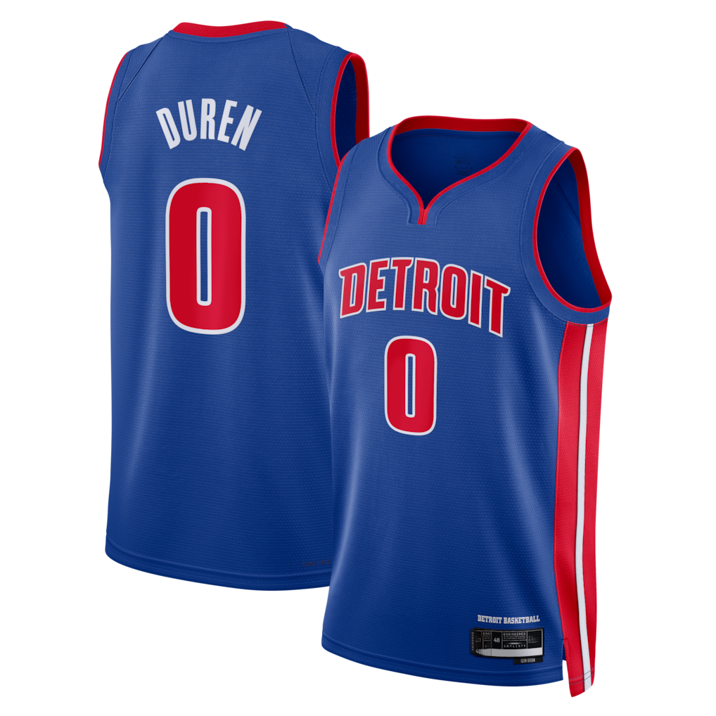 Kooe D.Pistons #0 Jalen Duren Blue Swingman Jerseys - Icon Edition