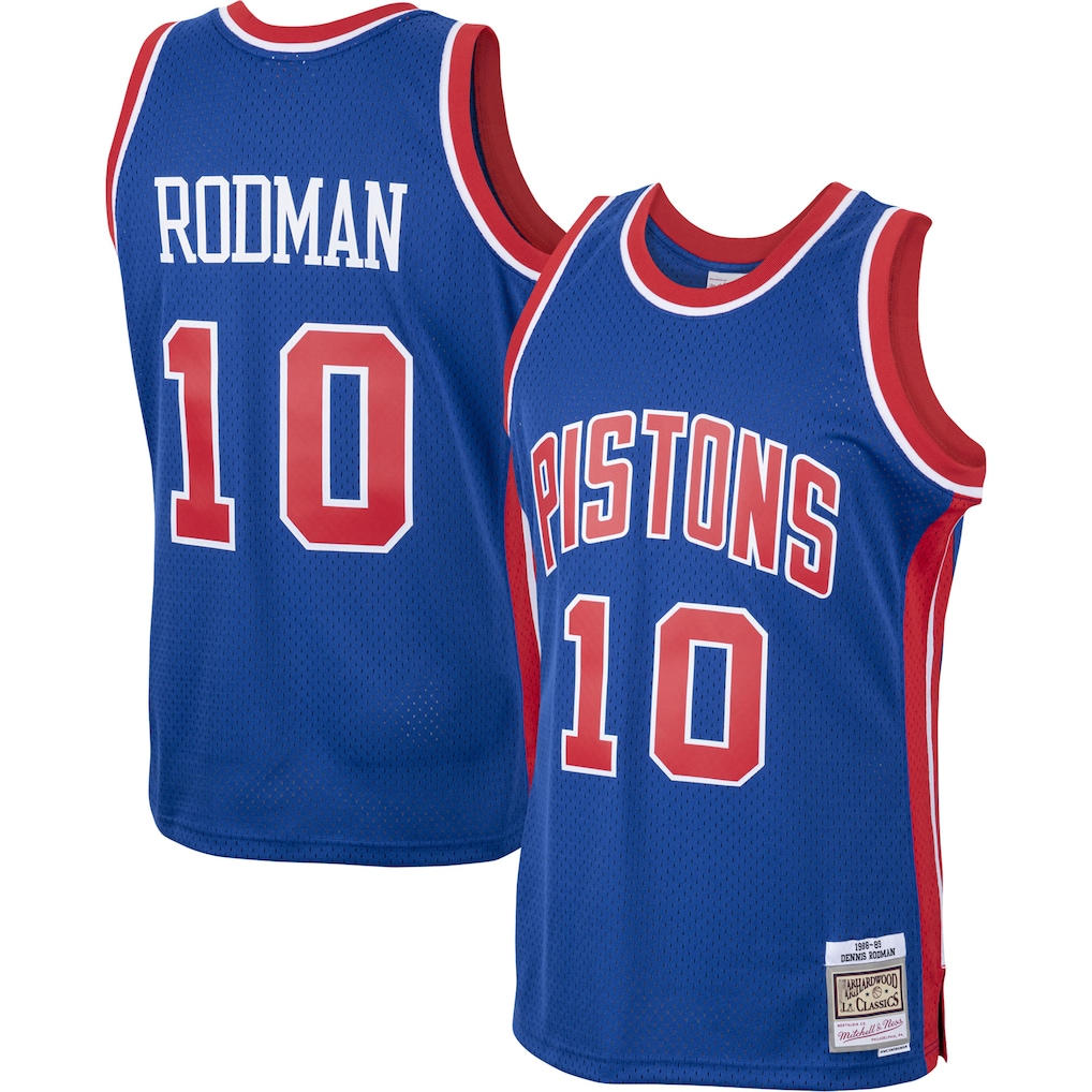 Kooe D.Pistons #10 Dennis Rodman Mitchell & Ness Royal 198889 Hardwood Classics Swingman Jerseys