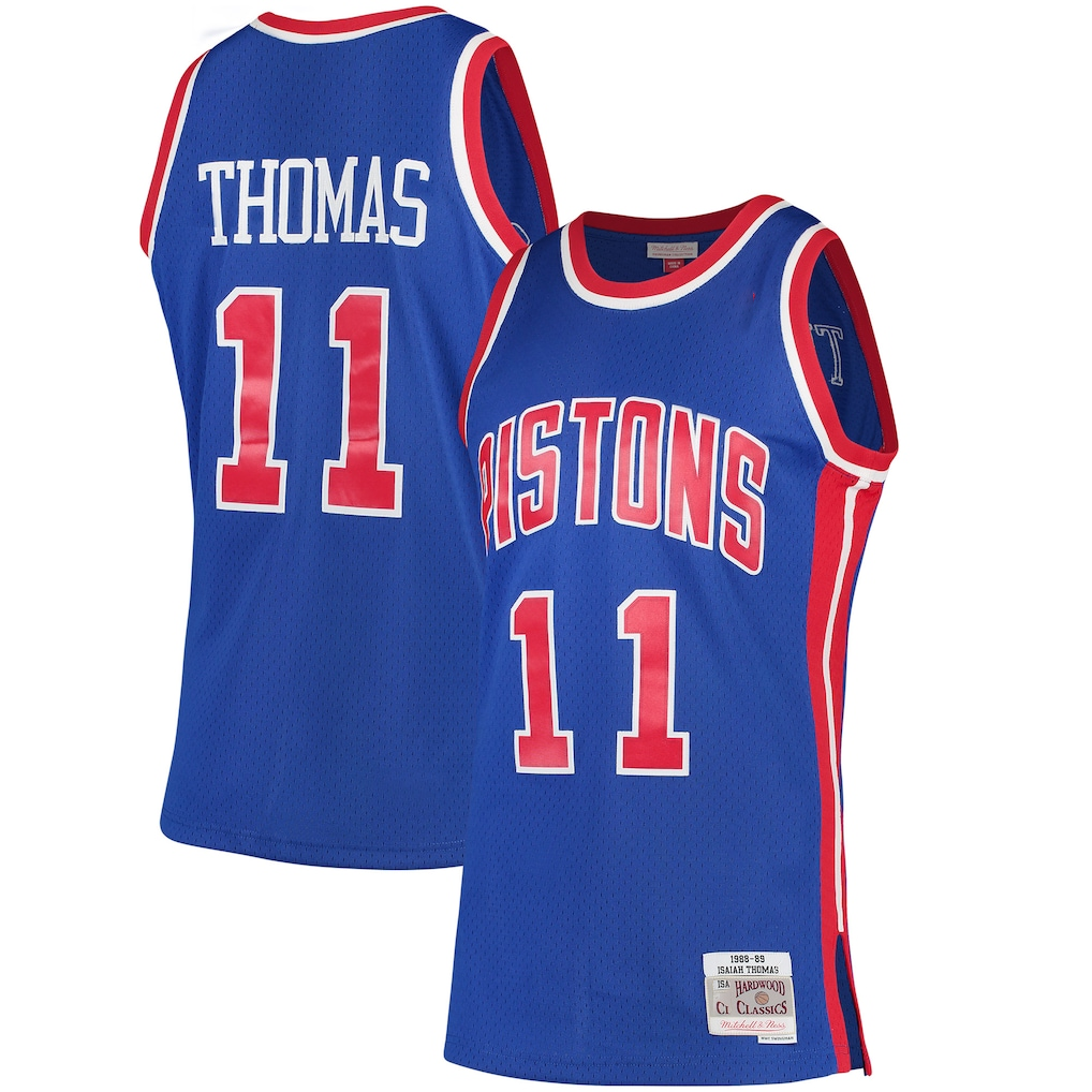 Kooe D.Pistons #11 Isiah Thomas Mitchell & Ness Blue 198889 Hardwood Classics Swingman Jerseys