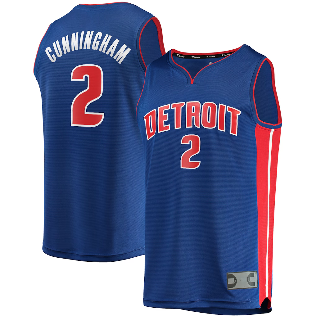 Kooe D.Pistons #2 Cade Cunningham  Blue Fast Break Replica Jerseys - Icon Edition
