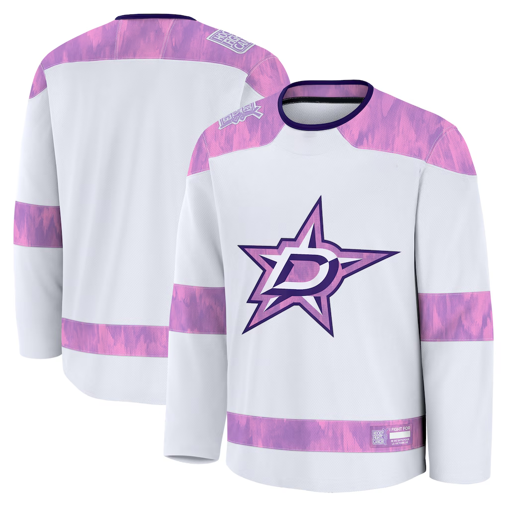 Kooe D.Stars White 2024 Hockey Fights Cancer Practice Jerseys