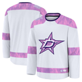 Kooe D.Stars White 2024 Hockey Fights Cancer Practice Jerseys
