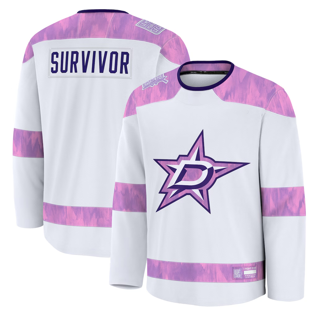 Kooe D.Stars White Hockey Fights Cancer Survivor Practice Jerseys