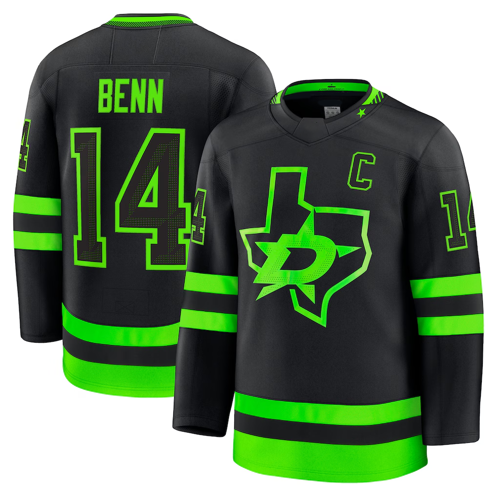 Kooe D.Stars #14 Jamie Benn Black Alternate Premium Jerseys