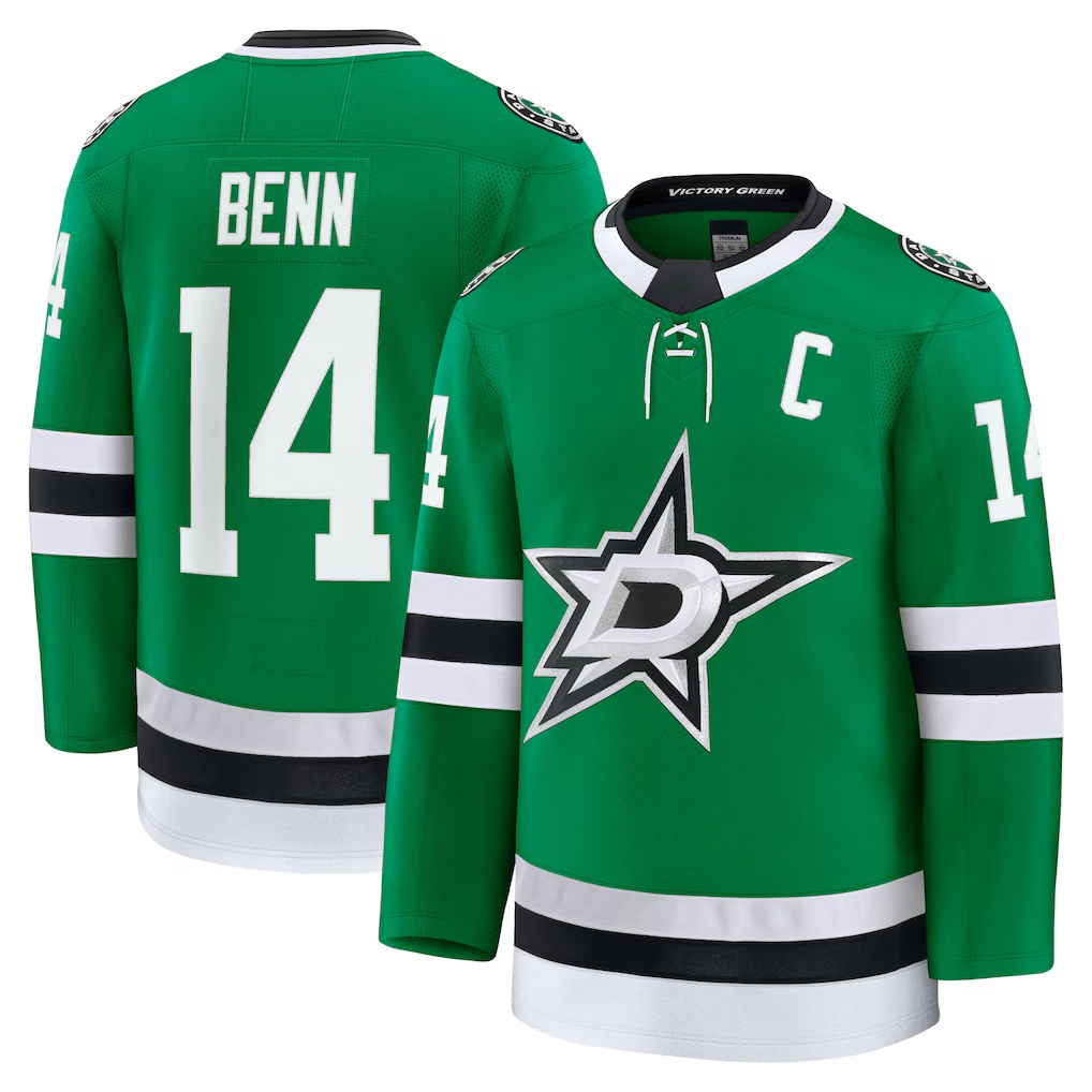 Kooe D.Stars #14 Jamie Benn Kelly Green Home Premium Jerseys