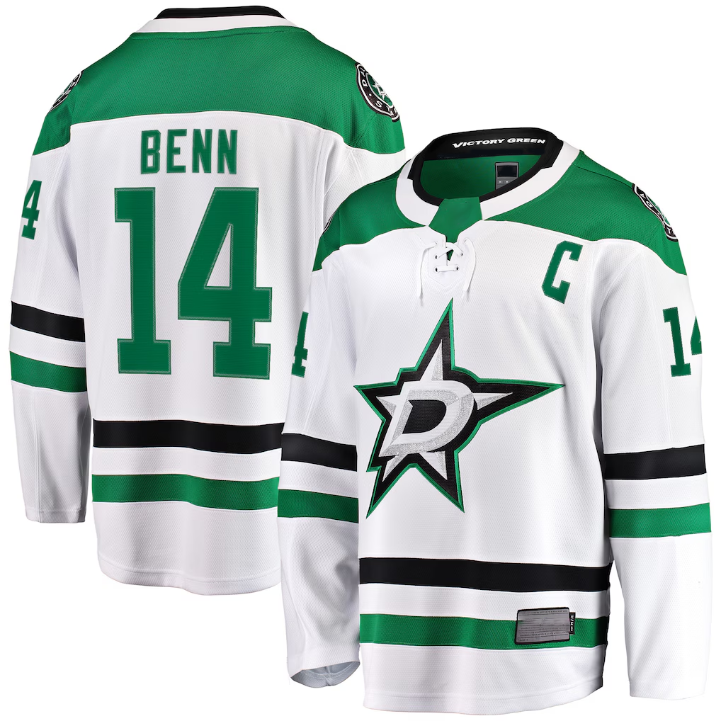 Kooe D.Stars #14 Jamie Benn White Breakaway Jerseys