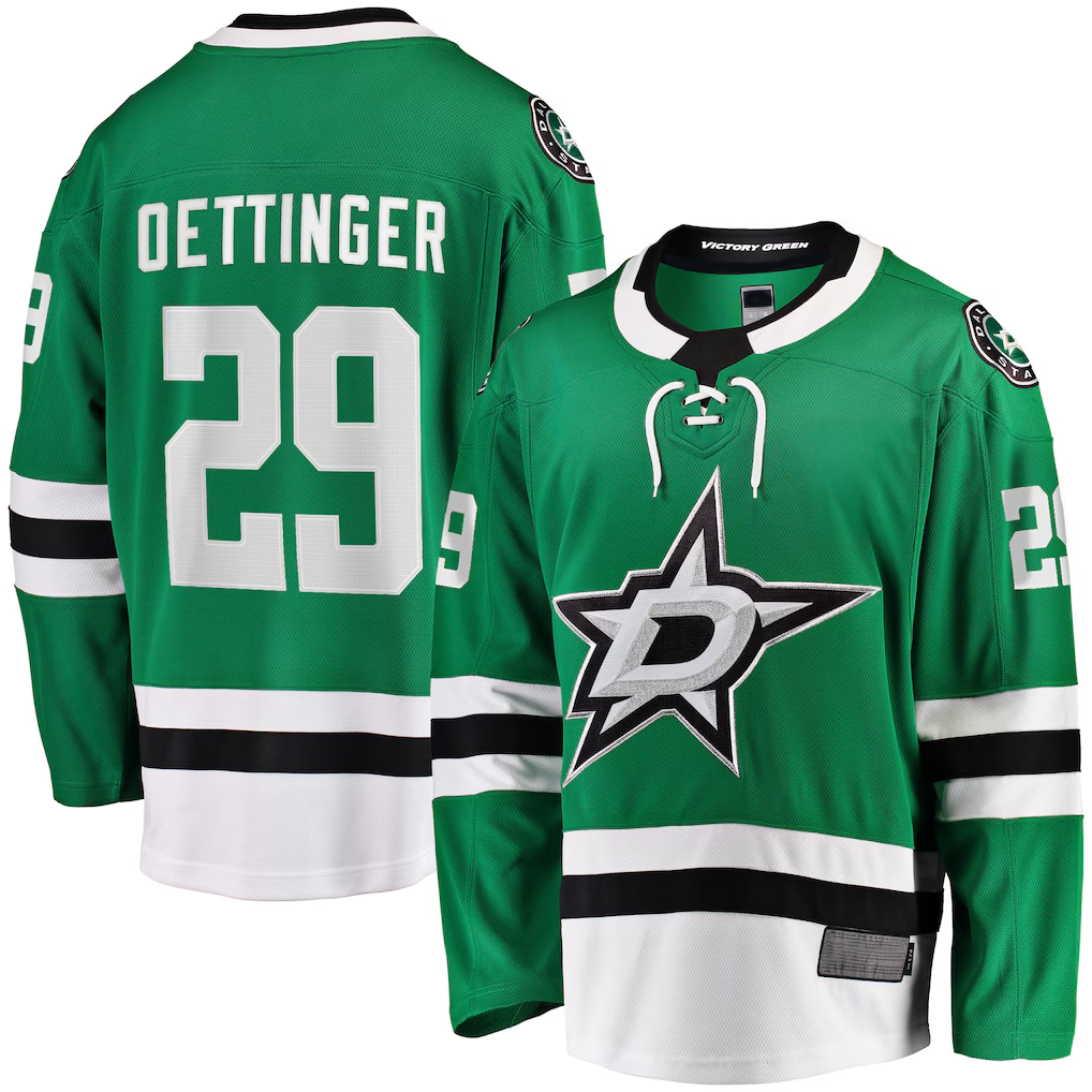 Kooe D.Stars #29 Jake Oettinger Kelly Green Home Breakaway Player Jerseys