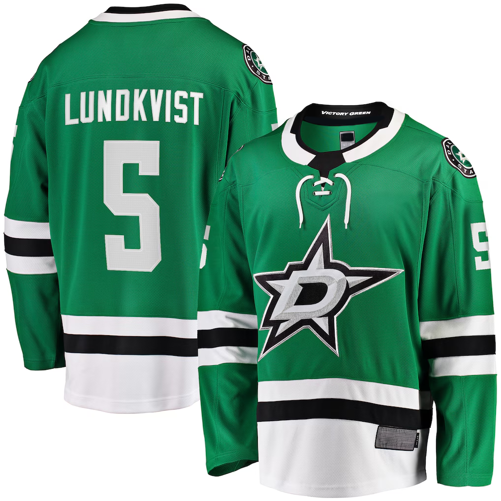 Kooe D.Stars #5 Nils Lundkvist Kelly Green Home Premier Breakaway Player Jerseys