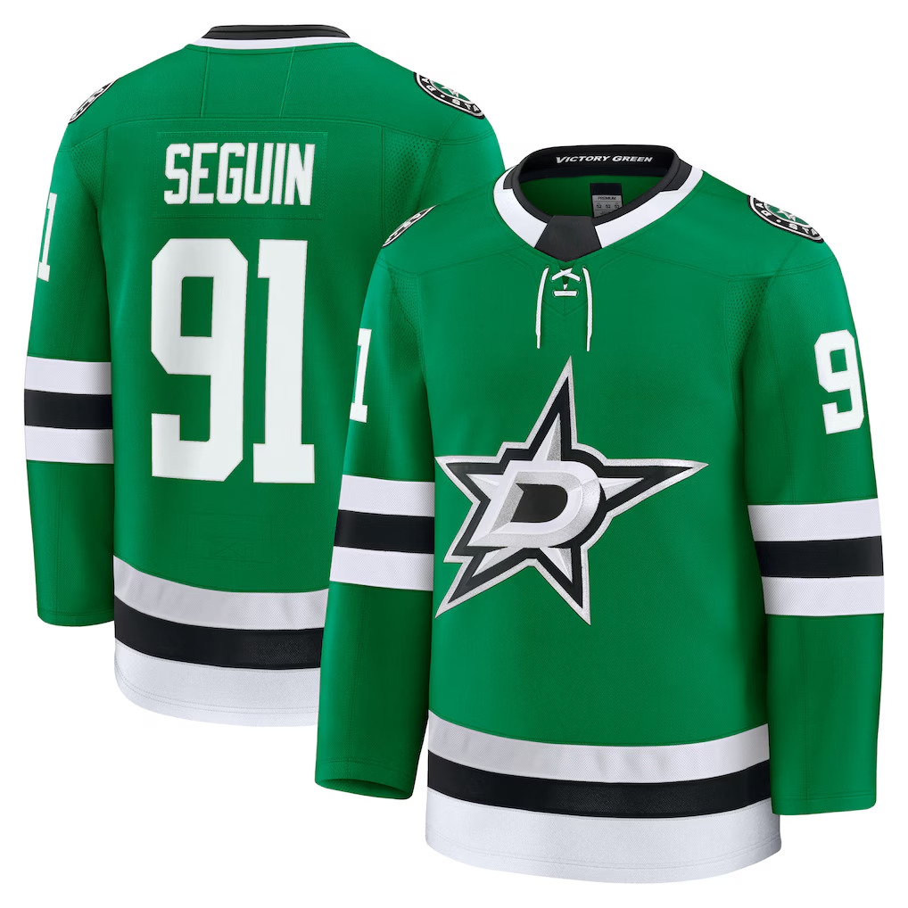 Kooe D.Stars #91 Tyler Seguin Kelly Green Home Premium Jerseys
