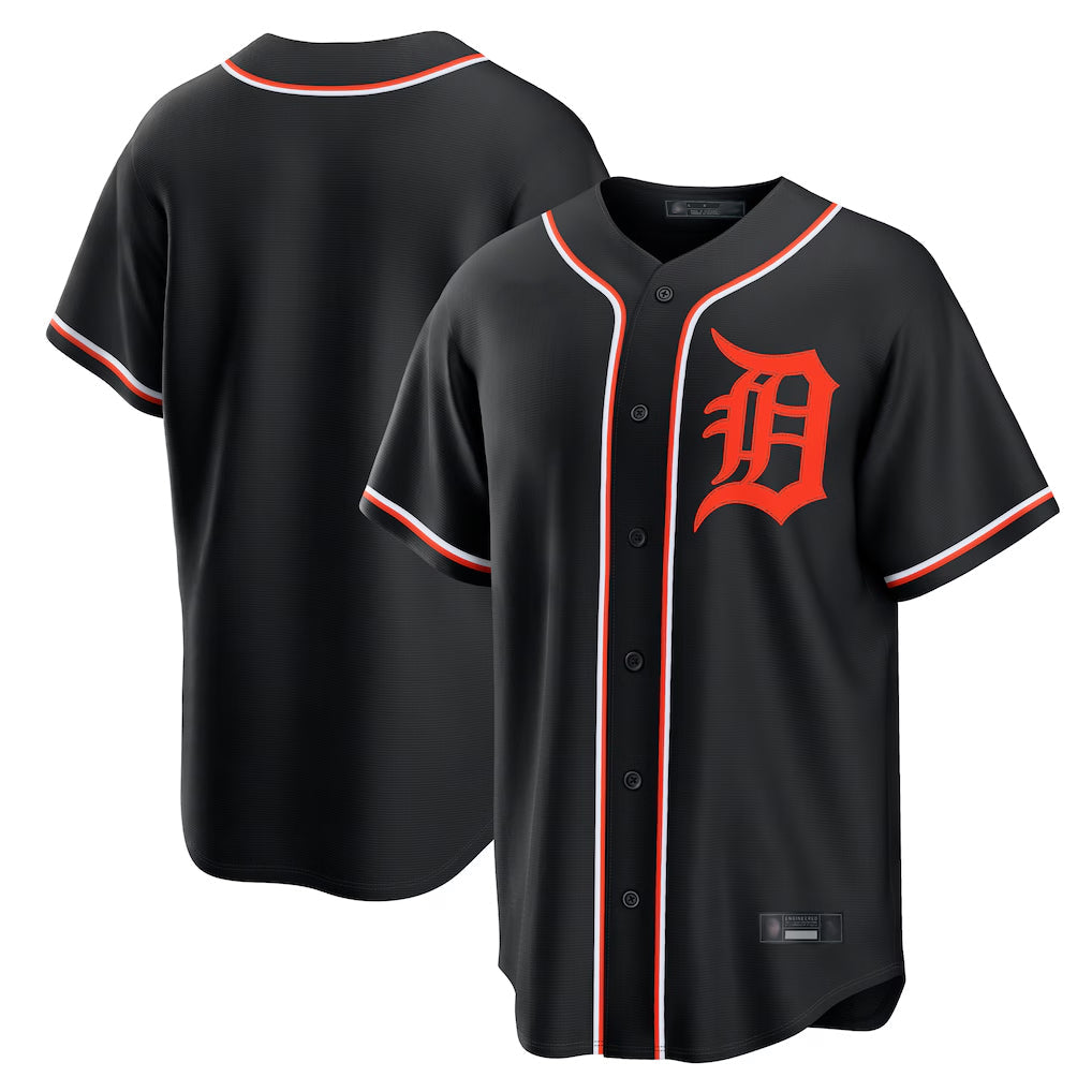 Kooe D.Tigers Black Fashion Out Home Game Blank Player Stitched Jerseys