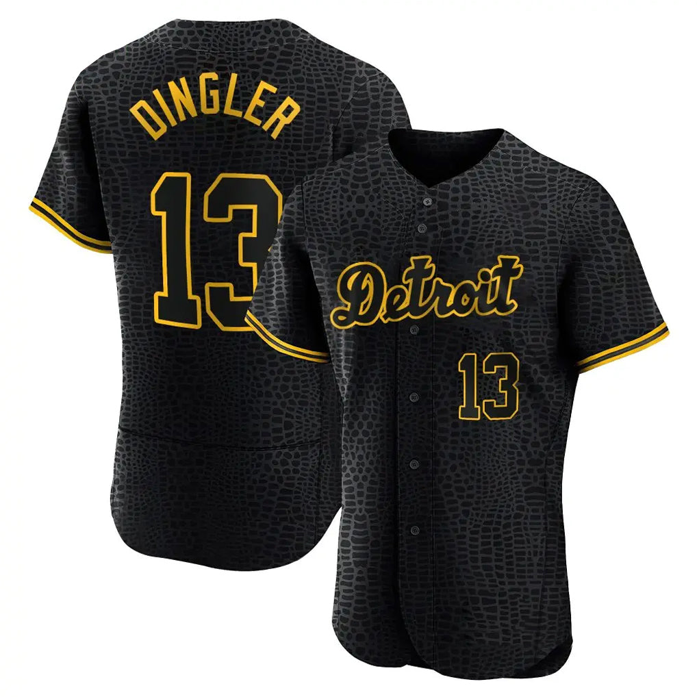 Kooe D.Tigers #13 Dillon Dingler Player Black Snake Skin City Limited Elite Home Stitched Jerseys