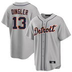 Kooe D.Tigers #13 Dillon Dingler Player Gray Home Game Stitched Jerseys