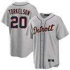 Kooe D.Tigers #20 Spencer Torkelson Player Gray Home Game Stitched Jerseys