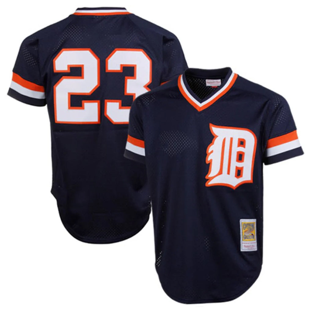 Kooe D.Tigers #23 Kirk Gibson Player Mitchell & Ness Navy 1984 Mesh Batting Practice  T-shirt Stitched Jerseys