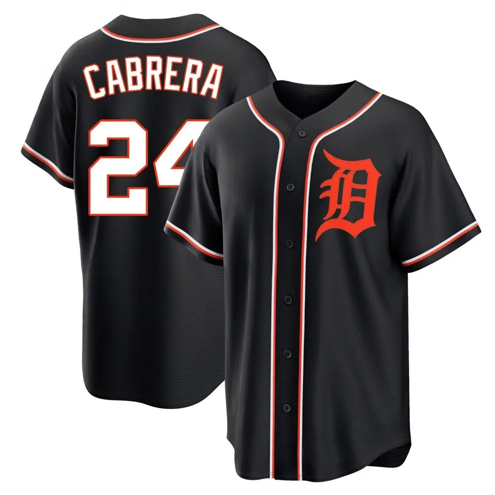 Kooe D.Tigers #24 Miguel Cabrera Player Black Fashion Out Home Game Stitched Jerseys