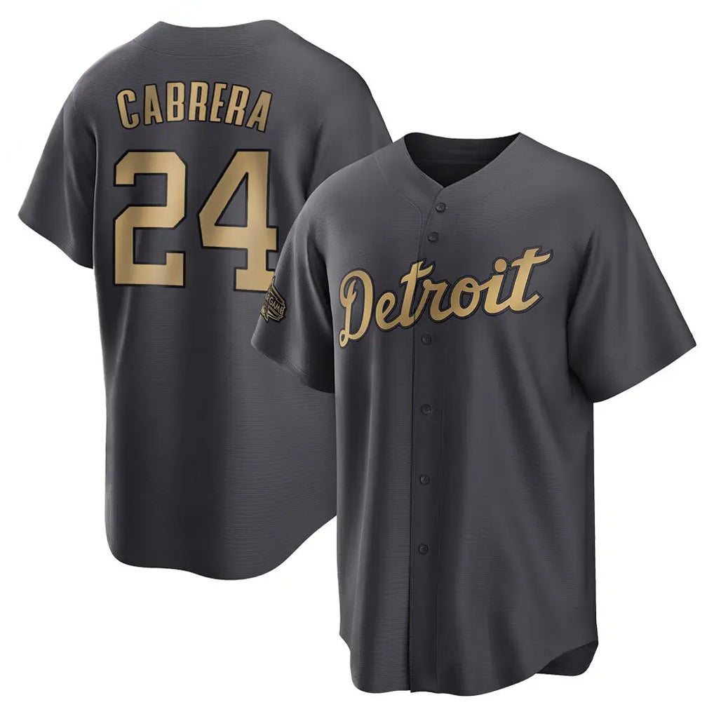 Kooe D.Tigers #24 Miguel Cabrera Player Charcoal All-Star Home Game Stitched Jerseys