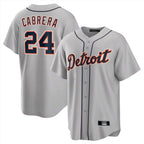 Kooe D.Tigers #24 Miguel Cabrera Player Gray Home Game Stitched Jerseys