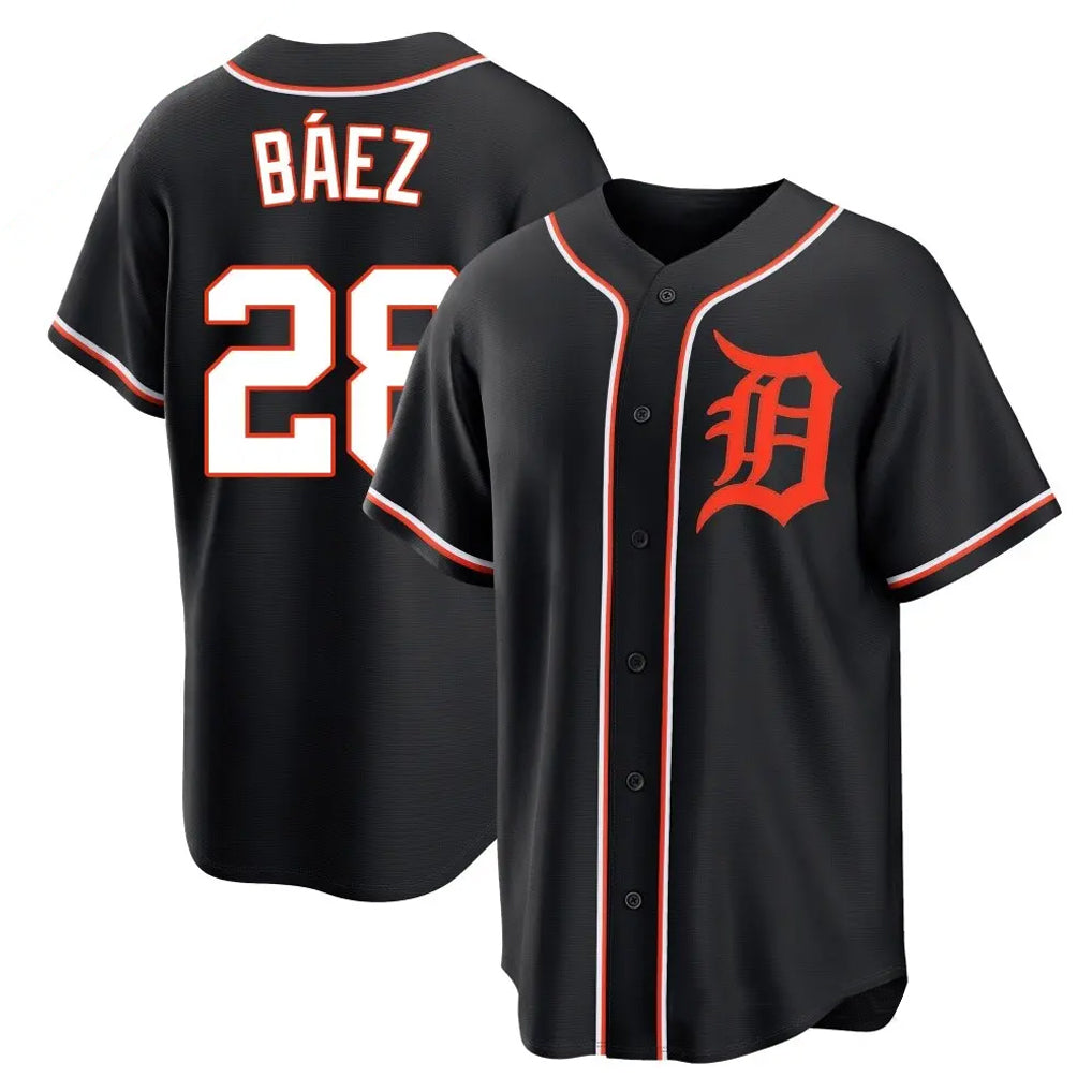 Kooe D.Tigers #28 Javier B¨¢ez Player Black Fashion Out Home Game Stitched Jerseys