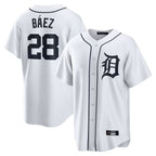 Kooe D.Tigers #28 Javier B¨¢ez Player White Home Game Stitched Jerseys
