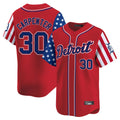 Kooe D.Tigers #30 Kerry Carpenter Player Red Independence Day Vapor Premier Limited Stitched Jerseys