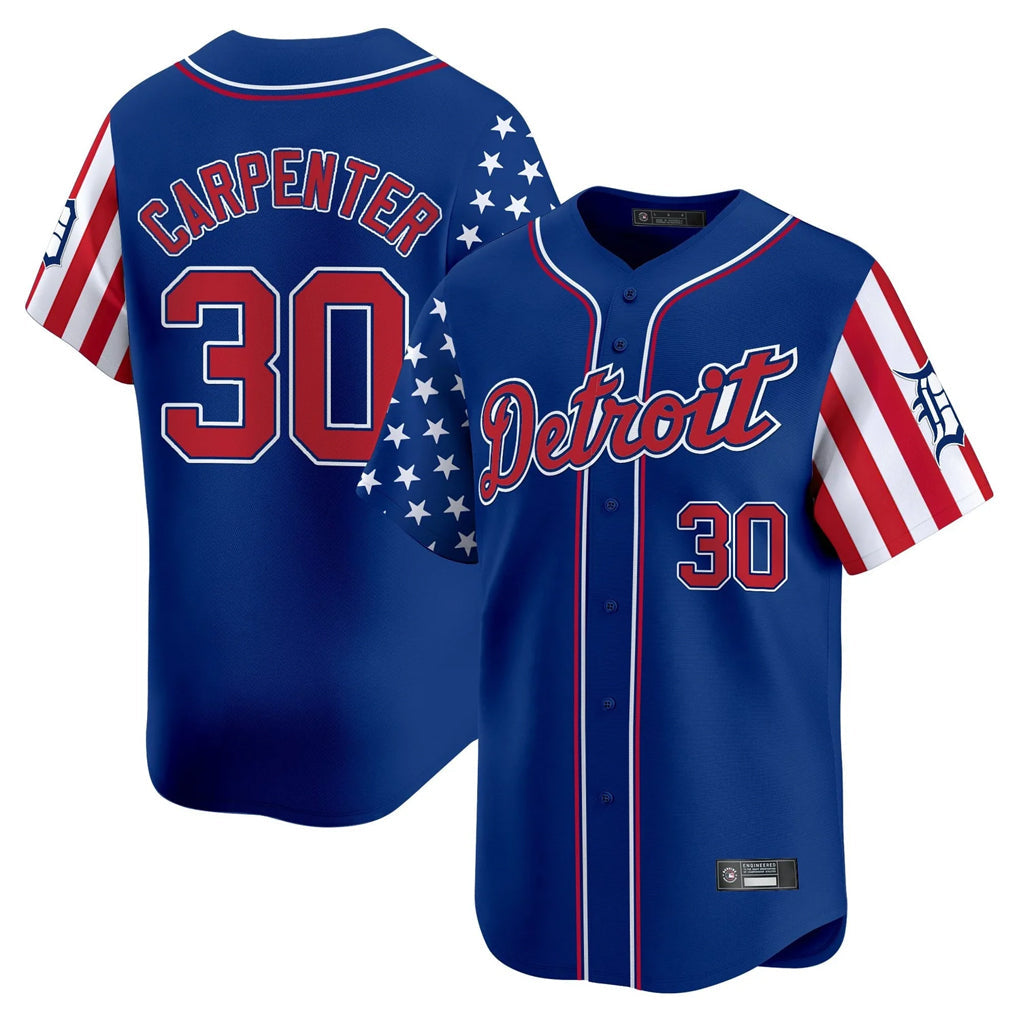Kooe D.Tigers #30 Kerry Carpenter Player Royal Independence Day Vapor Premier Limited Stitched Jerseys