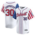 Kooe D.Tigers #30 Kerry Carpenter Player White Independence Day Vapor Premier Limited Stitched Jerseys