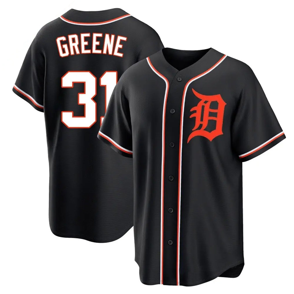 Kooe D.Tigers #31 Riley Greene Player Black Fashion Out Home Game Stitched Jerseys