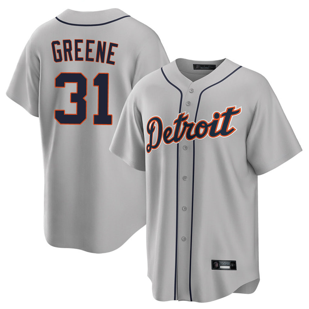 Kooe D.Tigers #31 Riley Greene Player Gray Home Game Stitched Jerseys