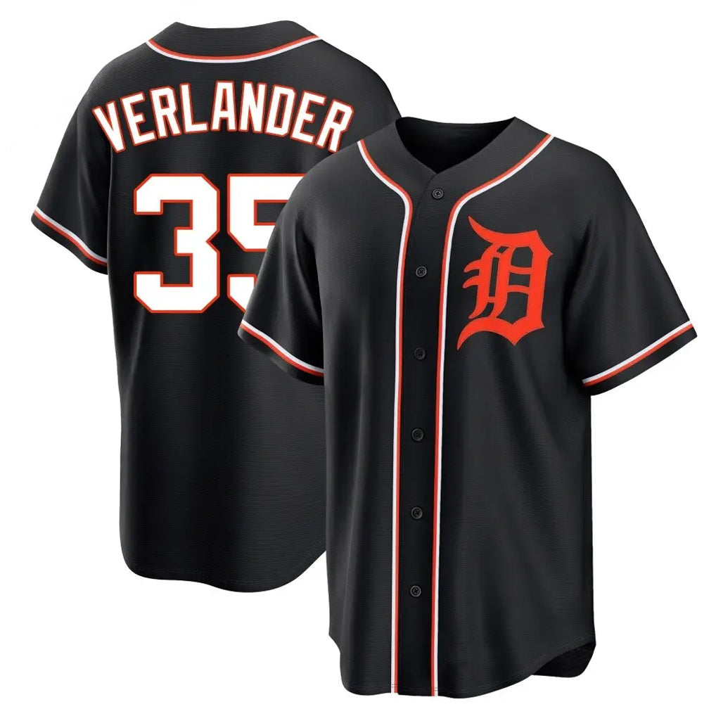 Kooe D.Tigers #35 Justin Verlander Player Black Fashion Out Home Game Stitched Jerseys