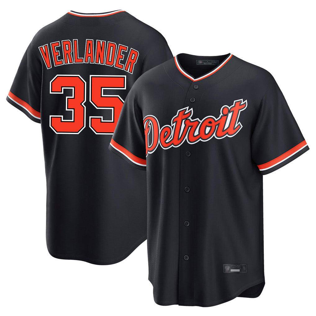 Kooe D.Tigers #35 Justin Verlander Player Navy Home Game Stitched Jerseys