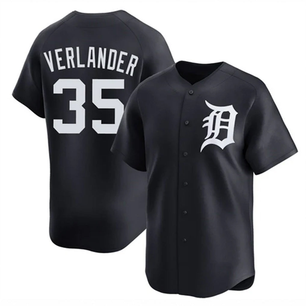 Kooe D.Tigers #35 Justin Verlander Player Navy Home Limited Game Stitched Jerseys