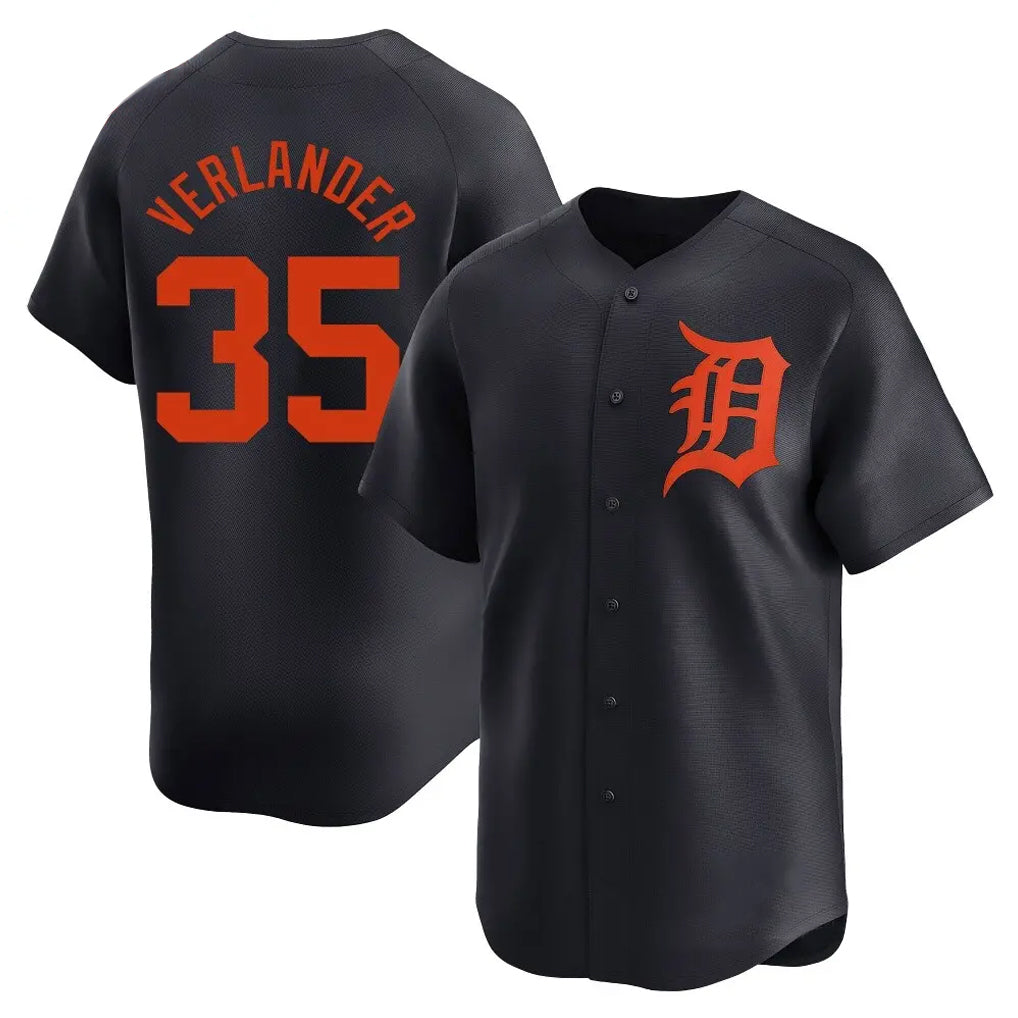 Kooe D.Tigers #35 Justin Verlander Player Navy Home Limited Stitched Jerseys