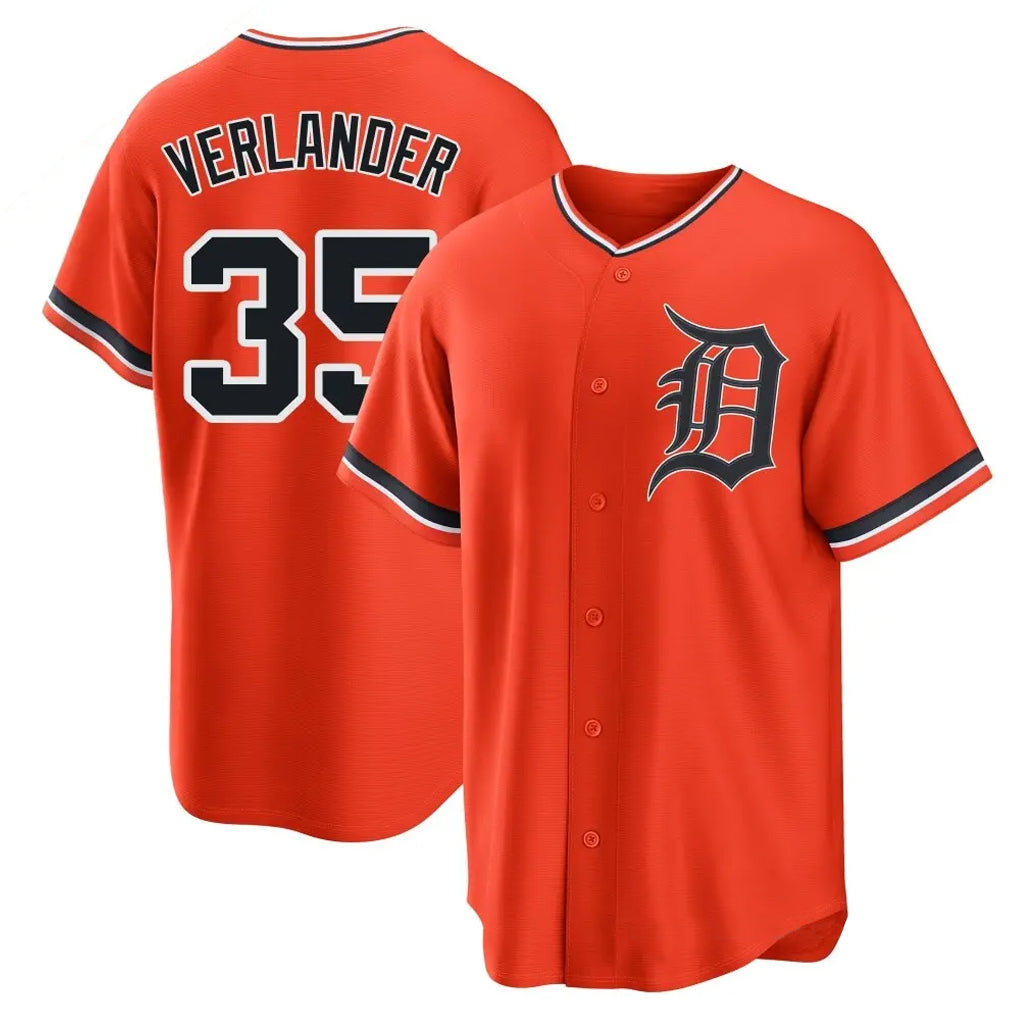 Kooe D.Tigers #35 Justin Verlander Player Orange Home Game Stitched Jerseys