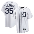 Kooe D.Tigers #35 Justin Verlander Player White Home Game Stitched Jerseys
