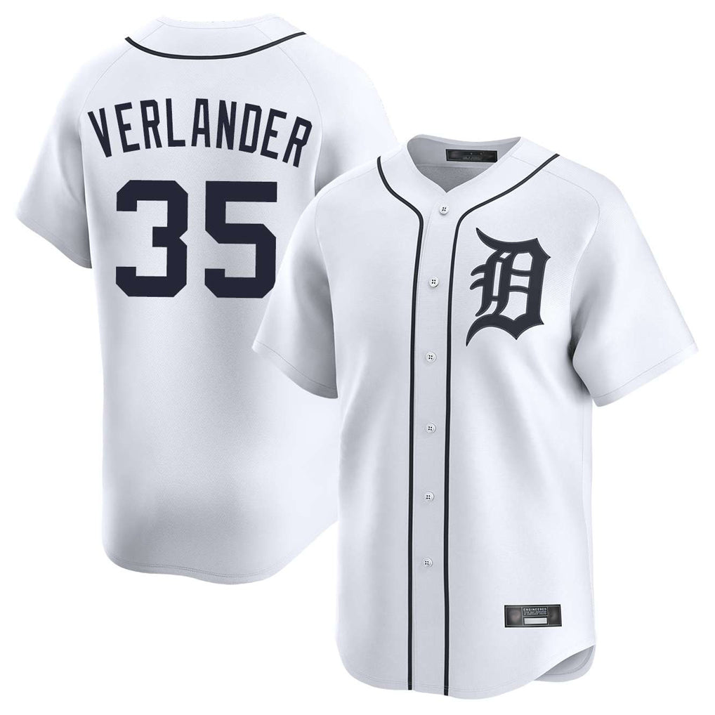 Kooe D.Tigers #35 Justin Verlander Player White Home Limited Stitched Jerseys