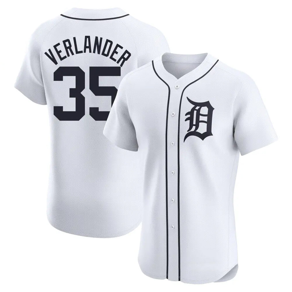 Kooe D.Tigers #35 Justin Verlander Player White Limited Elite Home Stitched Jerseys