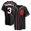 Kooe D.Tigers #3 Alan Trammell Player Black Fashion Out Home Game Stitched Jerseys