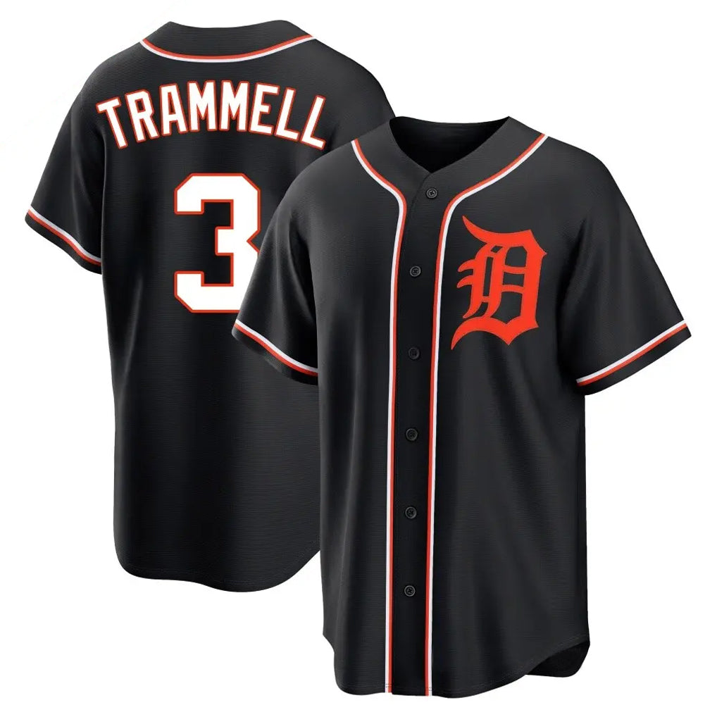 Kooe D.Tigers #3 Alan Trammell Player Black Fashion Out Home Game Stitched Jerseys