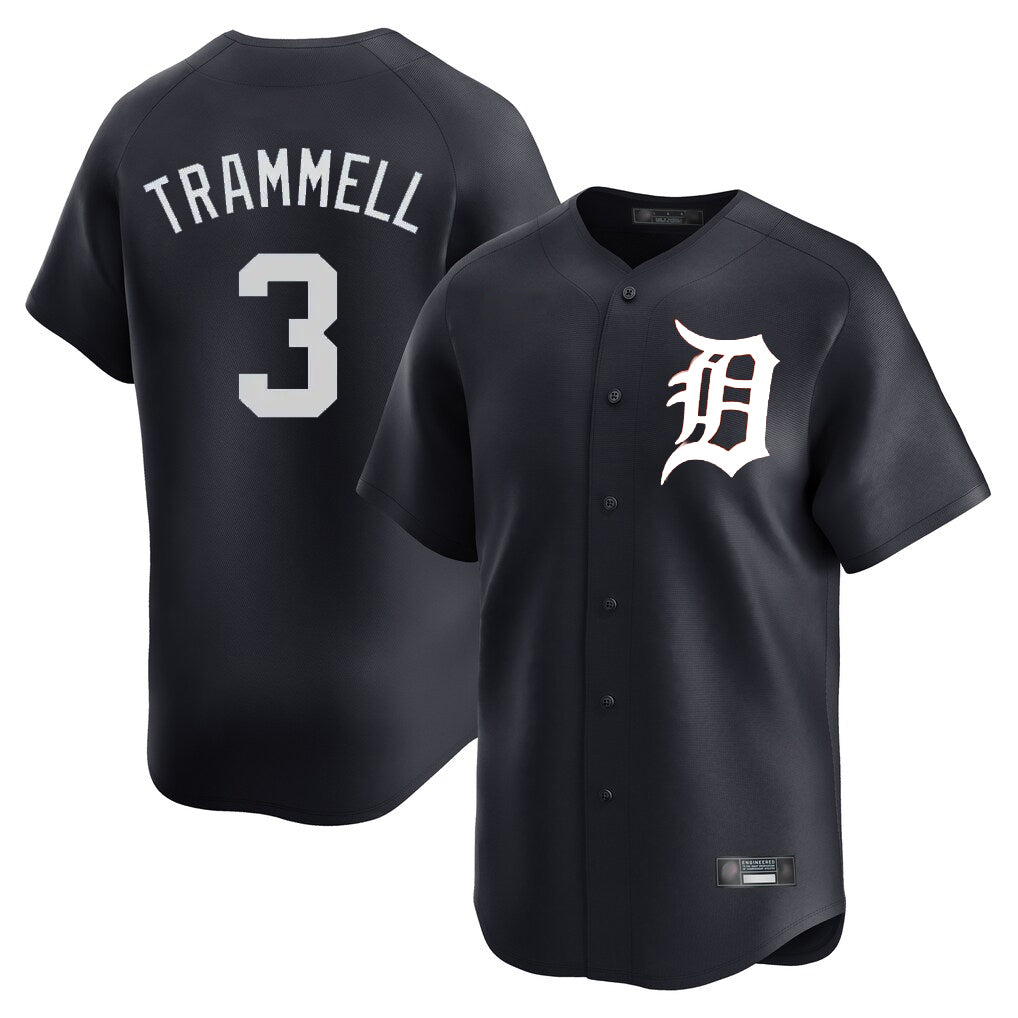 Kooe D.Tigers #3 Alan Trammell Player Navy Home Limited Game Stitched Jerseys