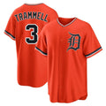 Kooe D.Tigers #3 Alan Trammell Player Orange Home Game Stitched Jerseys