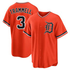 Kooe D.Tigers #3 Alan Trammell Player Orange Home Game Stitched Jerseys