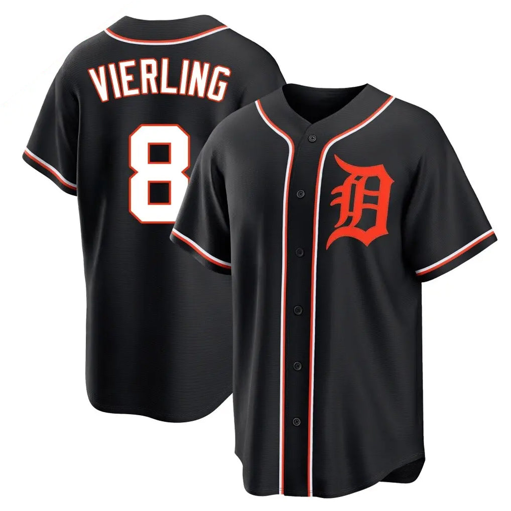 Kooe D.Tigers #8 Matt Vierling Player Black Fashion Out Home Game Stitched Jerseys