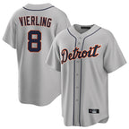 Kooe D.Tigers #8 Matt Vierling Player Gray Home Game Stitched Jerseys