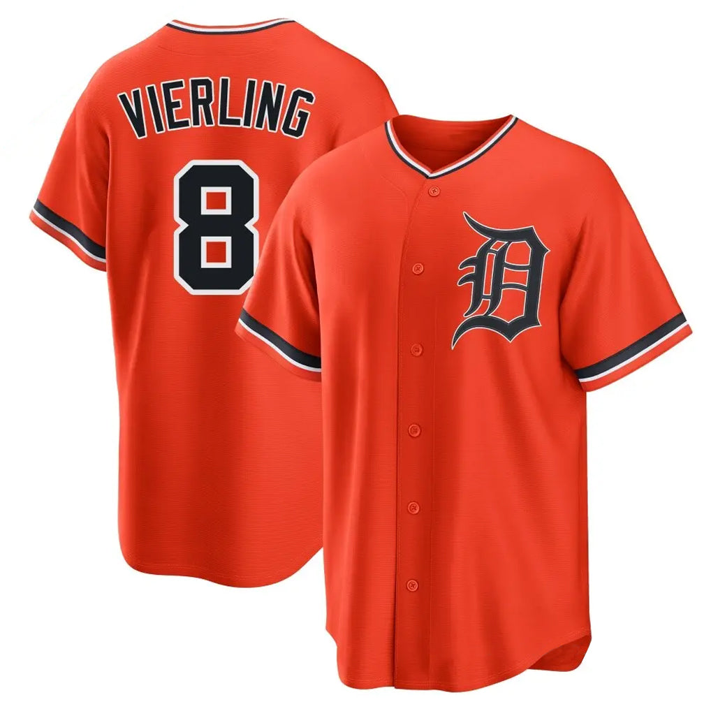 Kooe D.Tigers #8 Matt Vierling Player Orange Home Game Stitched Jerseys