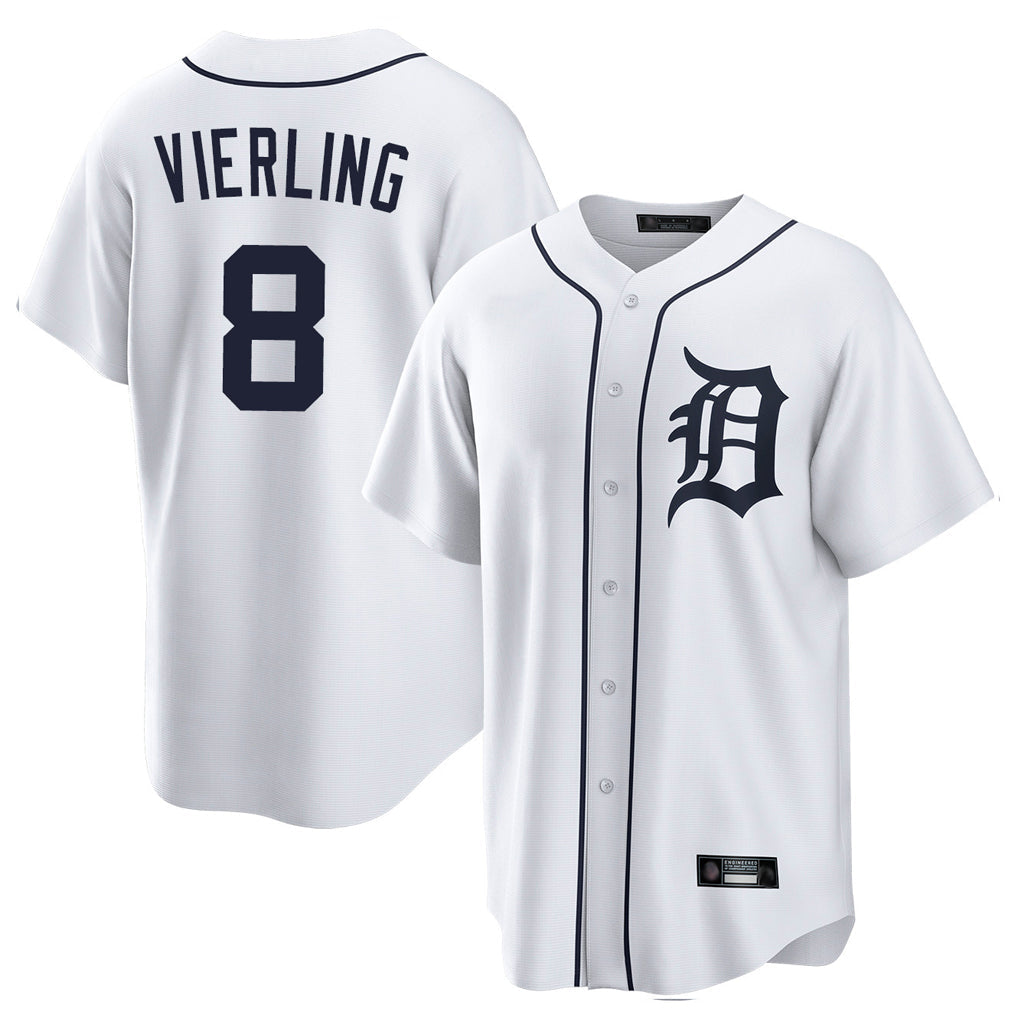 Kooe D.Tigers #8 Matt Vierling Player White Home Game Stitched Jerseys