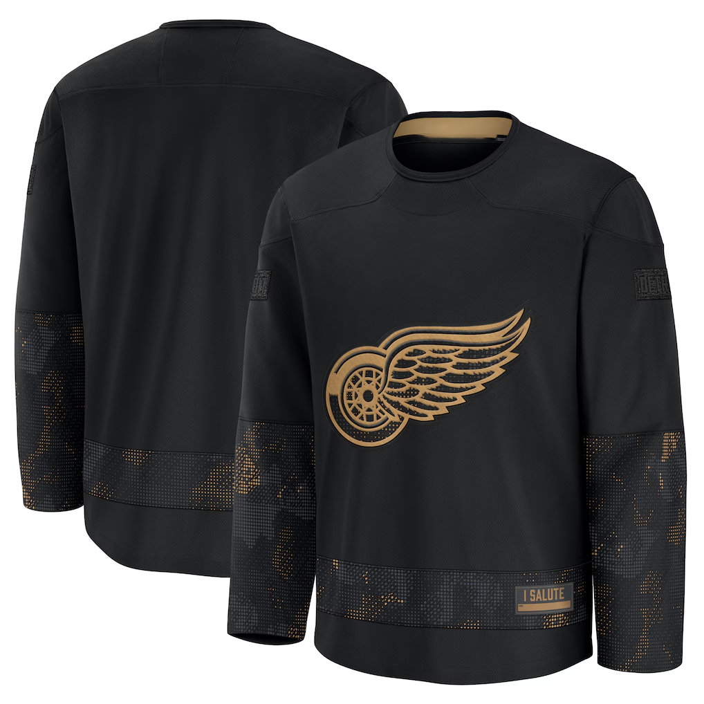 Kooe D.Red wings Black 2024 Military Appreciation Practice Jersey