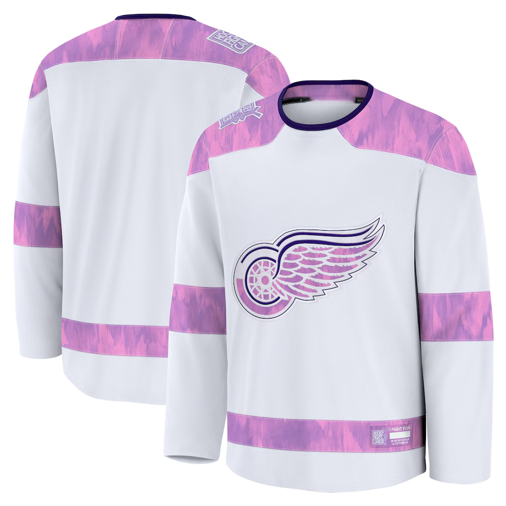 Kooe D.Red wings White 2024 Hockey Fights Cancer Practice Jerseys